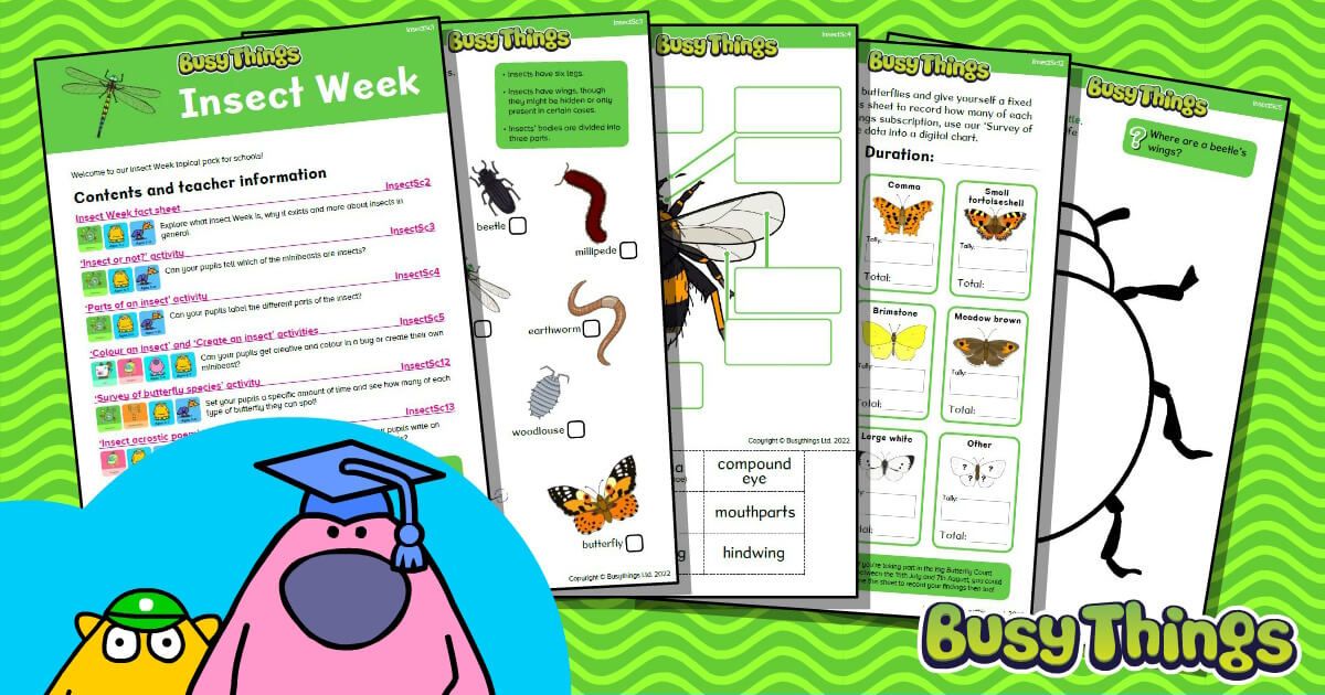 busythings's tweet photo. 🦋#InsectWeek (22nd–28th June) is coming! 🐞

Download our FREE topical Pack packed with facts, sorting and colouring resources. Ideal for EYFS–KS2.

Download it here and play our insect-related online activities too 👇
https://t.co/nDDaKWF5cm https://t.co/EOpriehw8E

@insectweek https://t.co/0MYtrnjN6u