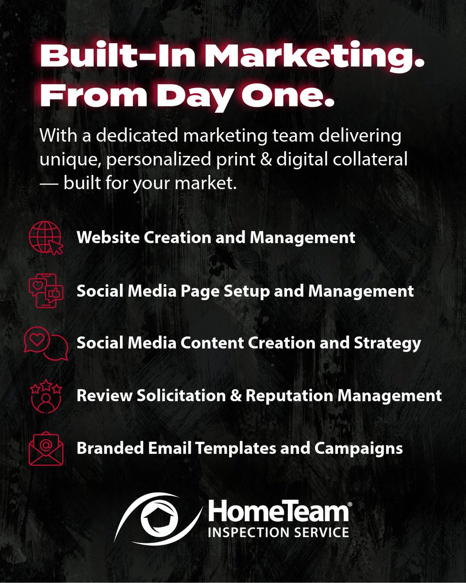 HomeTeamInspect's tweet photo. Every HomeTeam franchisee gets a dedicated marketing team from day one — handling everything from your website to your social pages to your online reputation.

You focus on running the business. They handle the rest.

Learn more about franchise ownership at the link in... https://t.co/7MsVRgD1hm