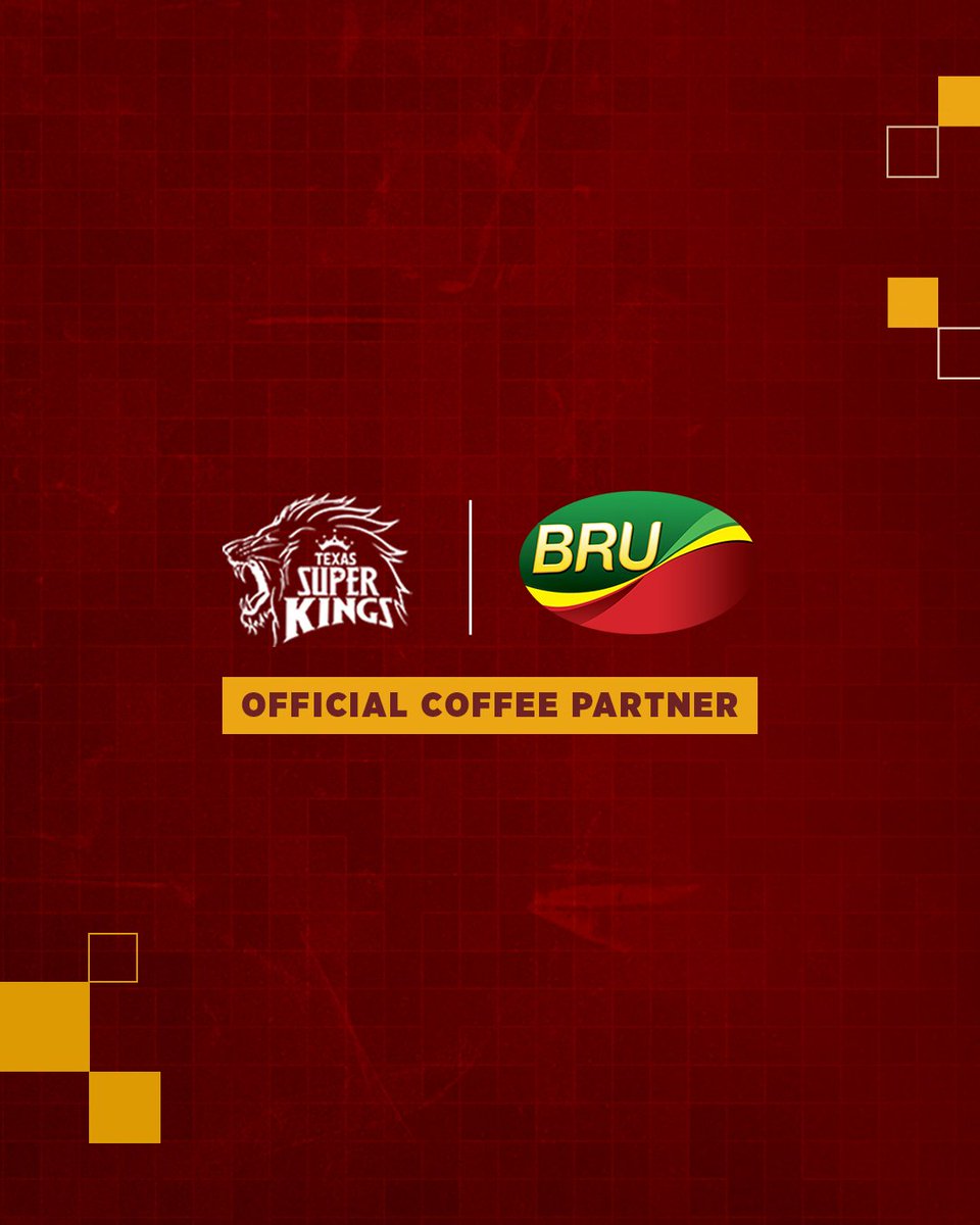 TexasSuperKings's tweet photo. Brewing up something special this season ☕✨
Welcoming Bru as the Official Coffee Partner of Texas Super Kings 🤝
#WhistleForSuperKings
#BruCoffee
#BruGold
#BruInstant https://t.co/kVhuwC8t0l