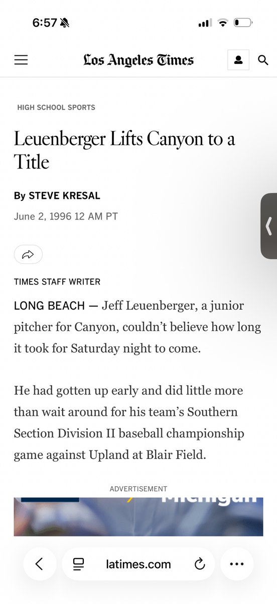 SheridanReport's tweet photo. CIF D4 2nd Round ⚾️:
-Upland travels to Canyon (Anaheim) this afternoon
-the teams have a history together having played each other in the Playoffs in 1988 (2nd Round) and in back-to-back years in the 90’s (‘95 + ‘96)
-In ‘88 Canyon defeated Upland 2-1
-In ‘95 Upland beat Canyon 4-2 in the D2 1st Round (Upland went on to the semis where they lost at San Luis Obispo)
-In ‘96 Canyon returned the favor defeating Upland in the rematch 5-1, this one was for all the marbles in the D2 finals at Blair Field in Long Beach