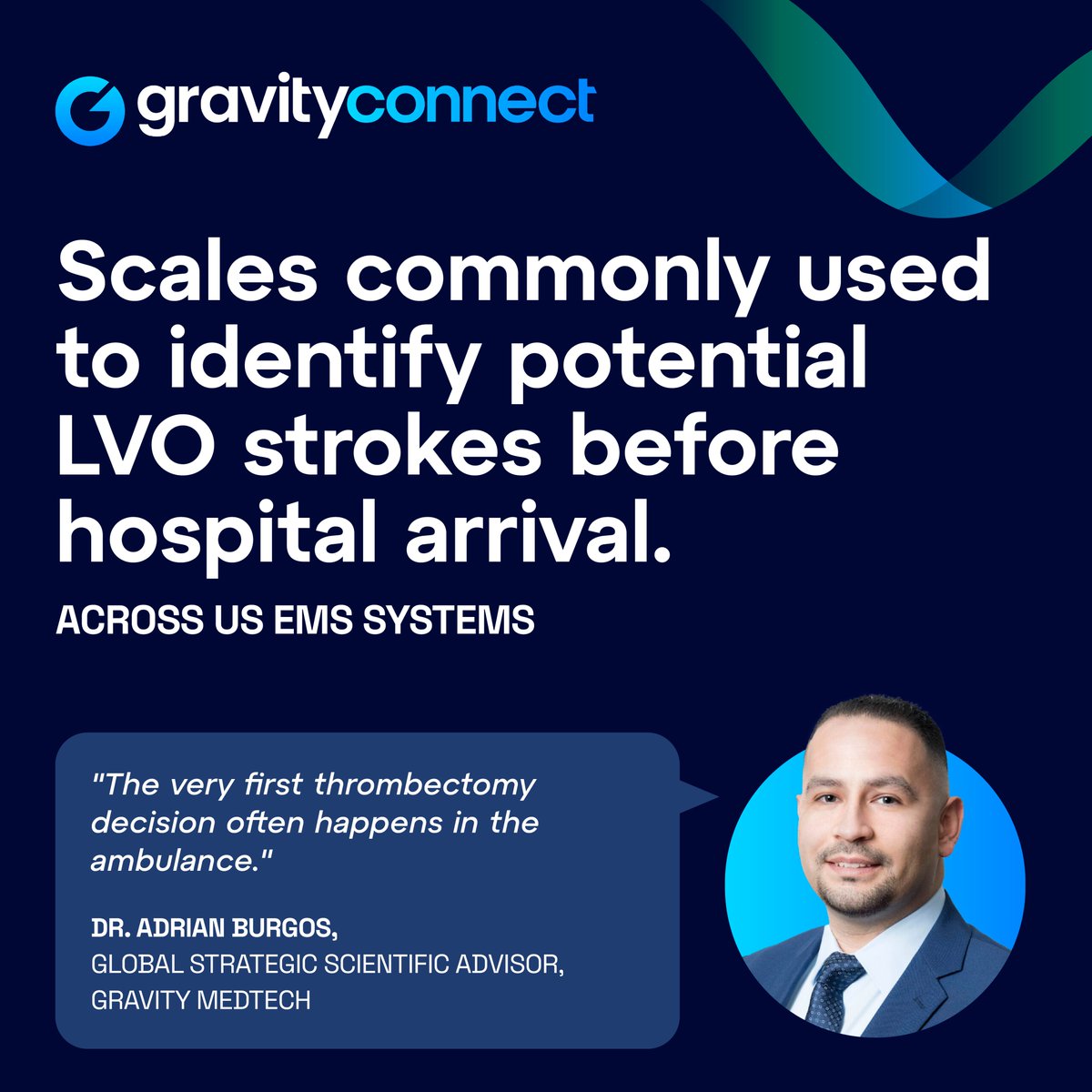 GravityMedTech's tweet photo. The first thrombectomy decision often happens in the ambulance. Early stroke screening can help guide faster, smarter care.

#StrokeAwareness #LVO #Thrombectomy #StrokeCare #EMS #PrehospitalCare #GravityConnect https://t.co/U6Kasxx5SR
