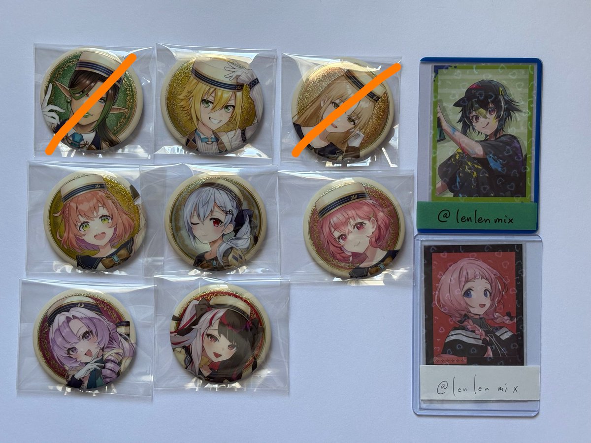 lenlenmix's tweet photo. 【交換】にじさんじ  ビスケット　缶バッジ
譲:画像１、２枚目

求:🆔カードの方

それぞれ画像内の🆔カードの方との交換を希望
画像１枚目は画像２枚目含む方優先になります
検索からでもお声がけください！ https://t.co/HN1i9lcYxf
