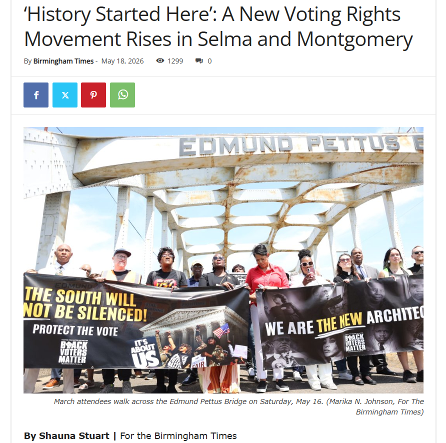 ShaunaReporter's tweet photo. Selma and Montgomery are the blueprint. In the battle against redistricting,  voting rights advocates came back to sacred ground. 

My latest for @BhamTimes : https://t.co/0pDJRn1SG0
