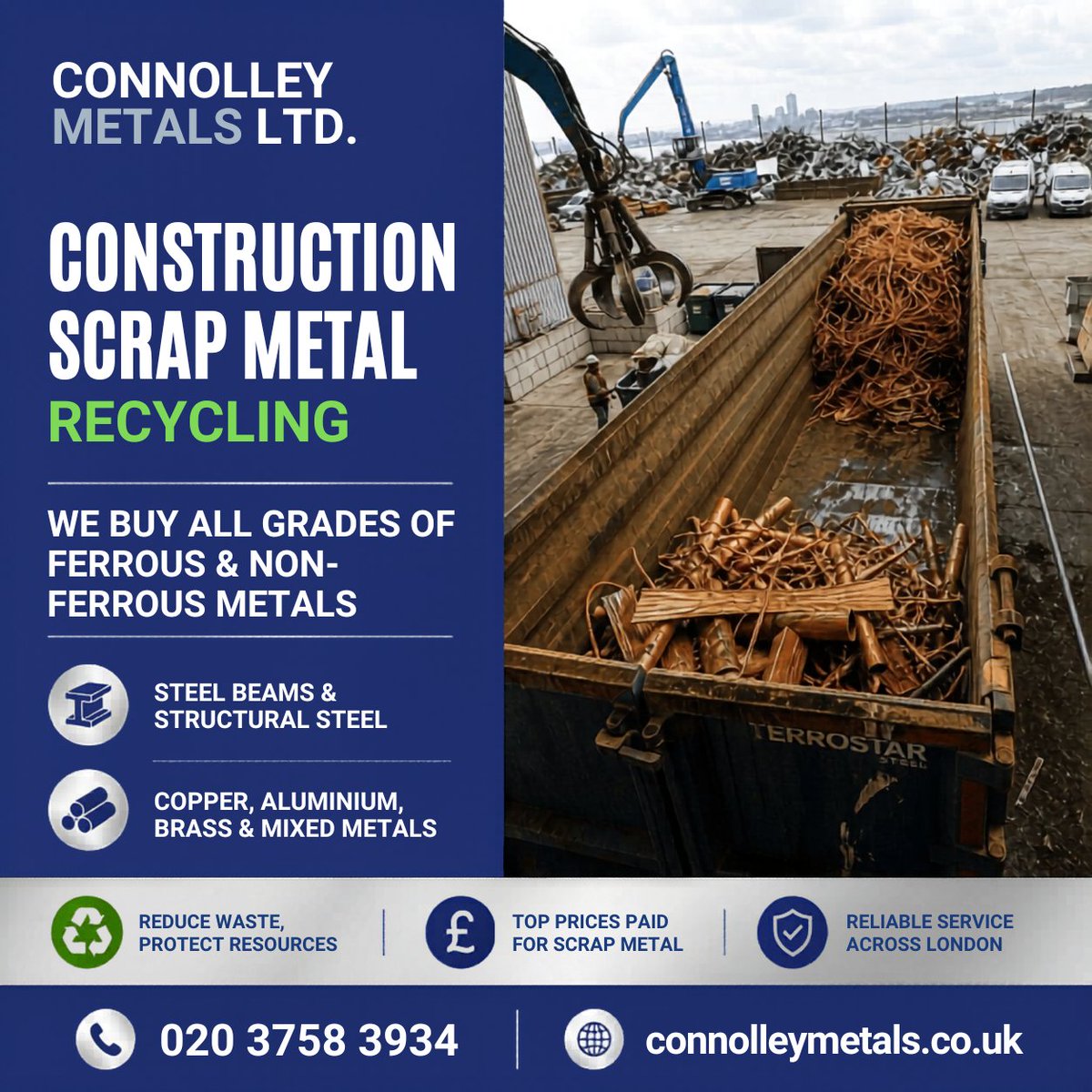 cmlondonltd's tweet photo. 🏗️ Construction scrap metal recycling across London ♻️

✔ Fast collections
✔ Competitive prices paid
✔ Ferrous &amp; non-ferrous metals

Need a reliable recycling partner for your project?

📞 020 3758 3934
🌐 https://t.co/XcU7GmnL2Z

#ScrapMetal #London https://t.co/hu41K0wrSo
