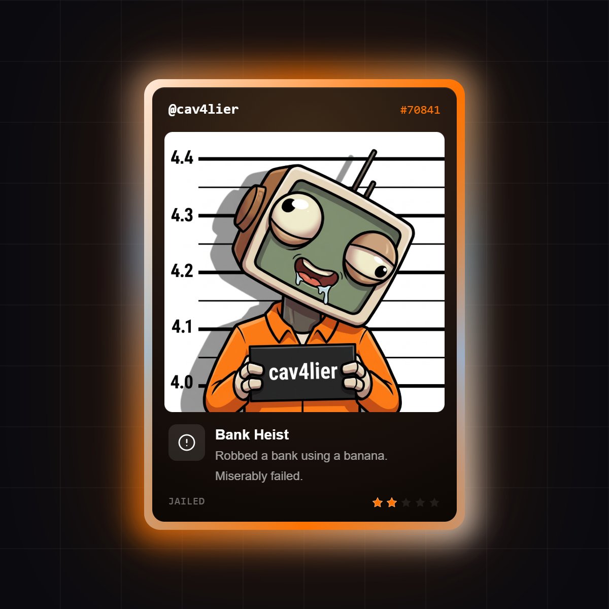 cav4lier's tweet photo. i'm waiting at #70841

@Jaileddotfun launching soon

[ drop your card below👇] https://t.co/L59o70waYO