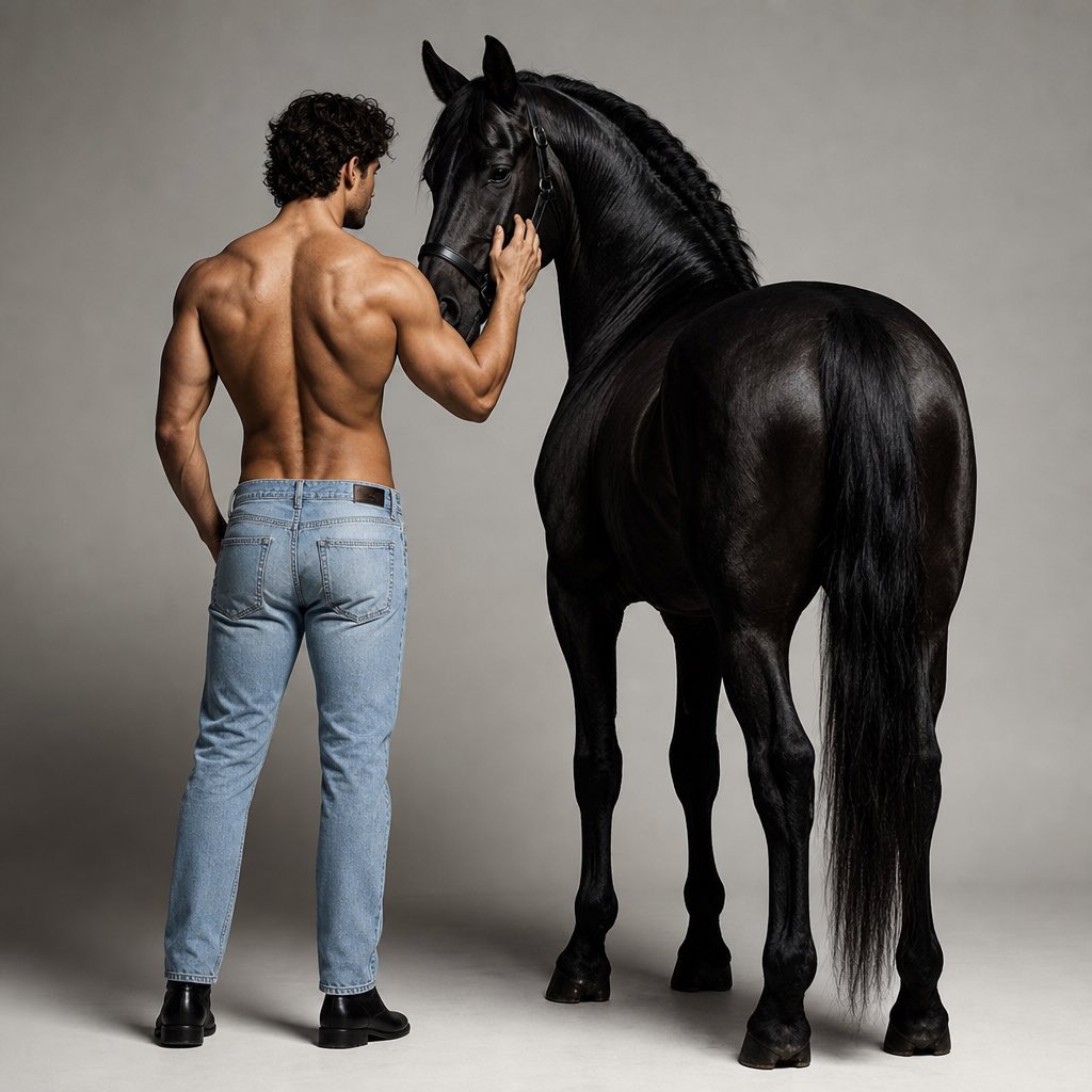 Minimalist Studio Portrait with Horse