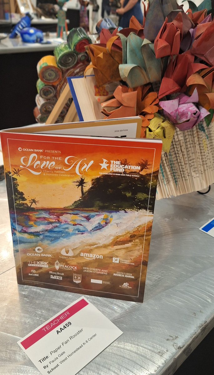 EducationFund's tweet photo. Still blown away by the @mdcps student and teacher talent on display last night at @TreetopBallroom  this amazing work of using paper from the Ocean Bank Center for Educational Materials. 

Thank you to everyone who joined us to celebrate public education. #ForTheLoveofArt https://t.co/YT40R0Lfuc