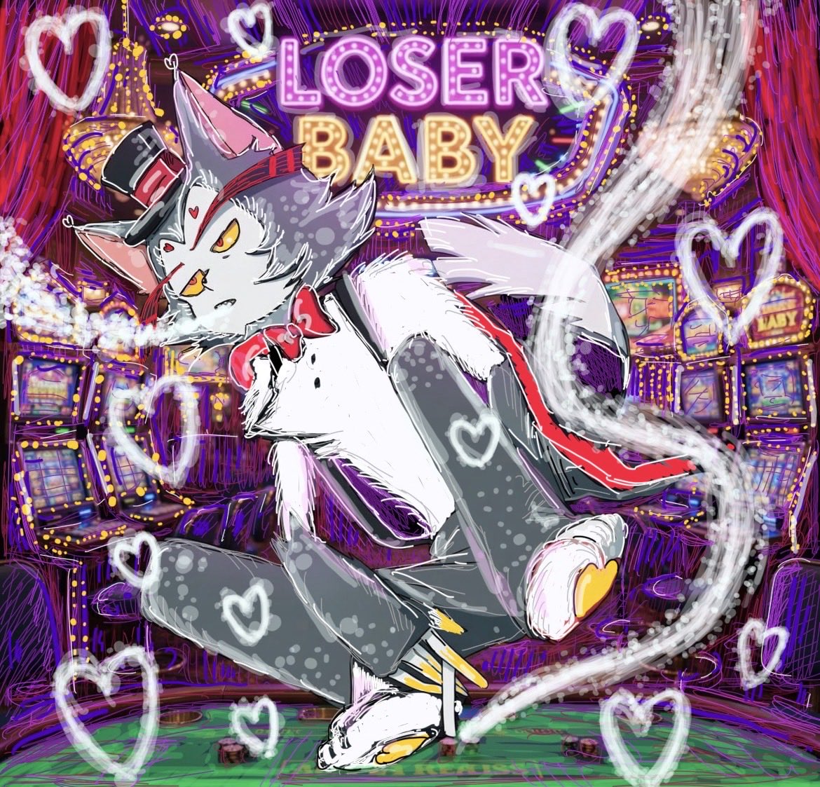 takeshihiraba's tweet photo. 《あなたの線画を塗っちゃうぞ〜💜》

《負け犬、上等🚬…》

ってことで、第23弾！ 
@H4ruty0ny0s さんからいただいた線画が、こうなりました〜🚬

#あなたの線画を塗っちゃうぞ
#ハズビンホテル #ハスク
#HazbinHotelFanart https://t.co/vWNlFnc9Zl