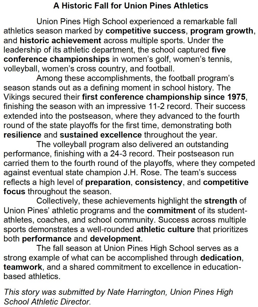 NCDPI_Athletics's tweet photo. Celebrating the Excellence in Public Education-Based Athletics
A Historic Fall for Union Pines High School
@ncpublicschools
@MooreSchools
@UnionPinesHs
#CelebrateTheExcellenceInPublicEducation https://t.co/h8J2C1zu92