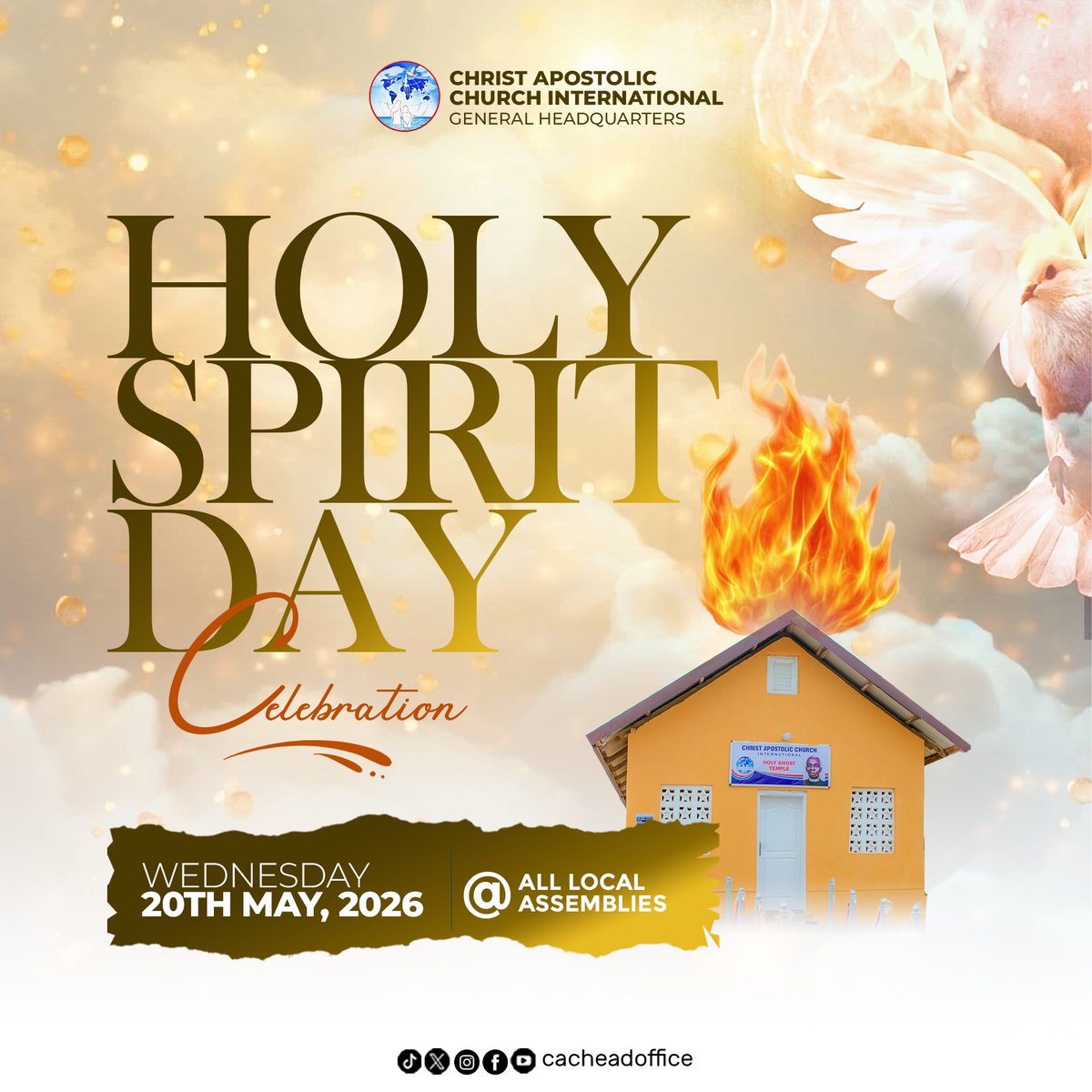 cacheadoffice's tweet photo. Join us this Wednesday, May 20th, 2026, across all local assemblies as we gather to celebrate Holy Spirit Day! https://t.co/LMYVHl3wLm