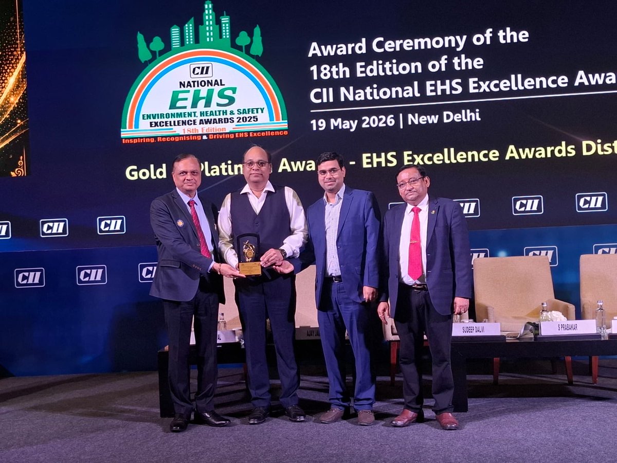 anirudhavik's tweet photo. IFFCO Kandla honored with Gold Award for excellence in EHS practices at CII National EHS Excellence Awards 2025 in New Delhi. Congratulations Kandla team. This achievement dedicated to IFFCO leadership for inspiration—let us continue raising the bar in safety  &amp; sustainability. https://t.co/BnFkkE8eM0