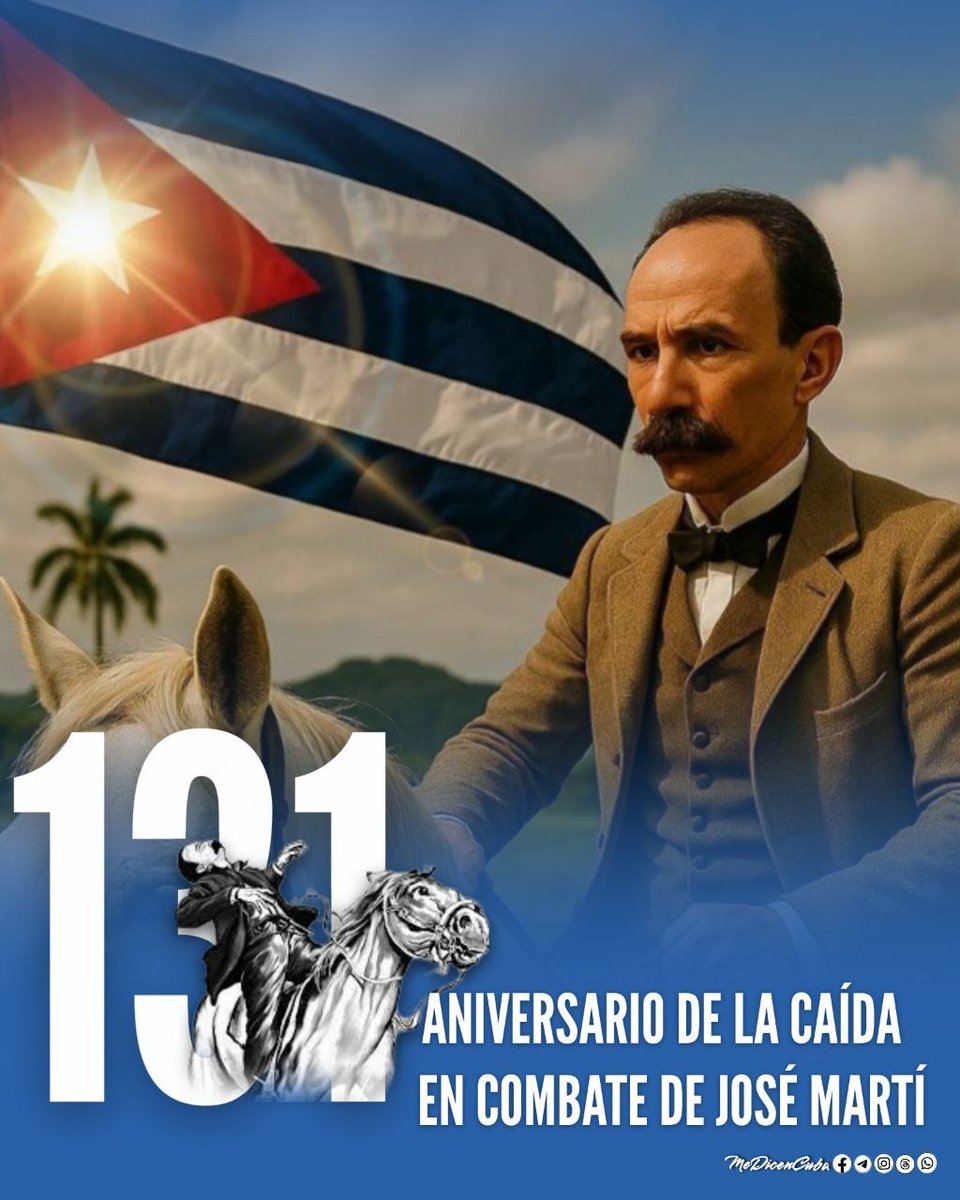 AnapPresid1579's tweet photo. #Cuba recuerda al más universal de los Cubanos nuestro #JoséMartí en el aniversario 191 de su caída en Dos Ríos #MartíVive #CubaViveEnSuHistoría #ANAPCuba #AnapMayabeque @DiazCanelB @DrRobertoMOjeda @PartidoPCC @FelixDuarteOrte @edelso_ramos https://t.co/ZMXfWYOmnZ