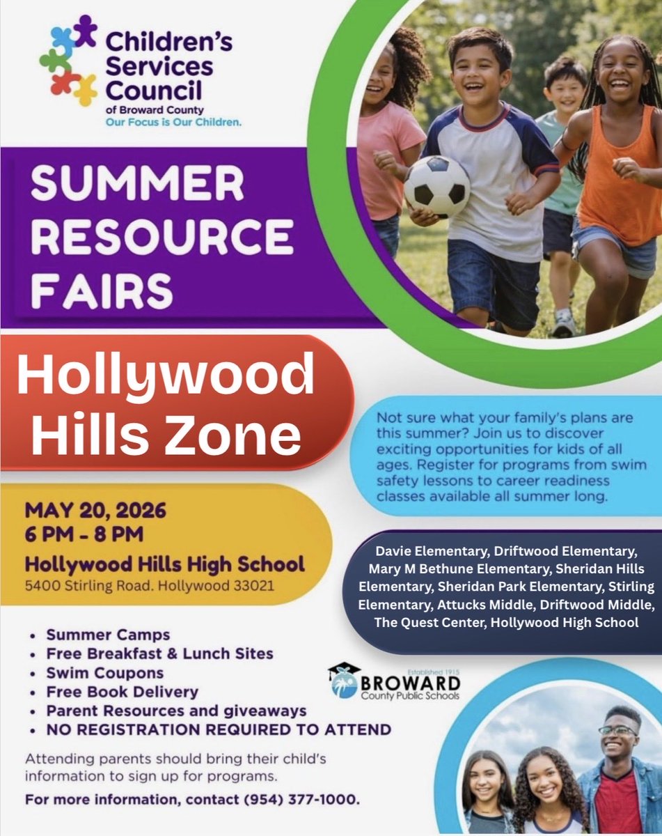 StirlingElem's tweet photo. 📢Join us for our Parent Resource Fair sponsored by Children’s Services Council! 📚✏️ Families can enjoy valuable resources, helpful information, exciting raffles, and amazing performances by our talented scholars! We look forward to seeing you there! 
@CSCBroward 
@BCPS_South https://t.co/jqMDYSi3dn