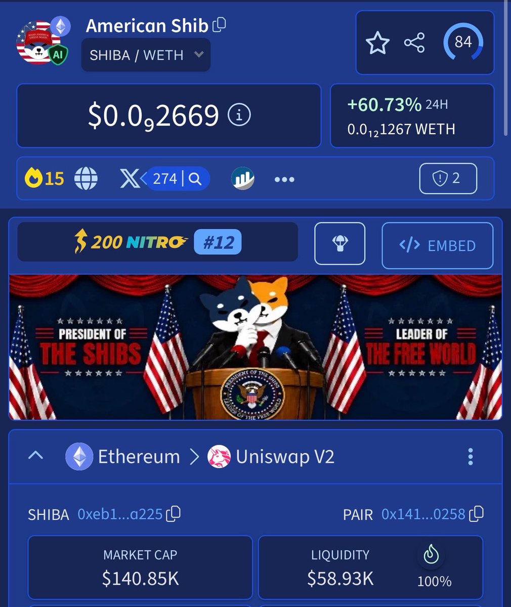 AmericanShibCTO's tweet photo. @coingecko Trending from the NYSE • New York Shib Exchange • $SHIBA 🐾🇺🇸💸 https://t.co/h7hT7F8zan