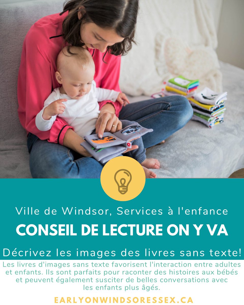 WEEarlyON's tweet photo. EarlyON Reading Tip:  Describe the pictures in wordless books!

Wordless picture books encourage adult-child interaction. They are great for storytelling with babies and can also encourage good conversation with older children.

https://t.co/ttB5bJ6KOm 

@weearlyon @citywindsoron https://t.co/NufHA1f9ui