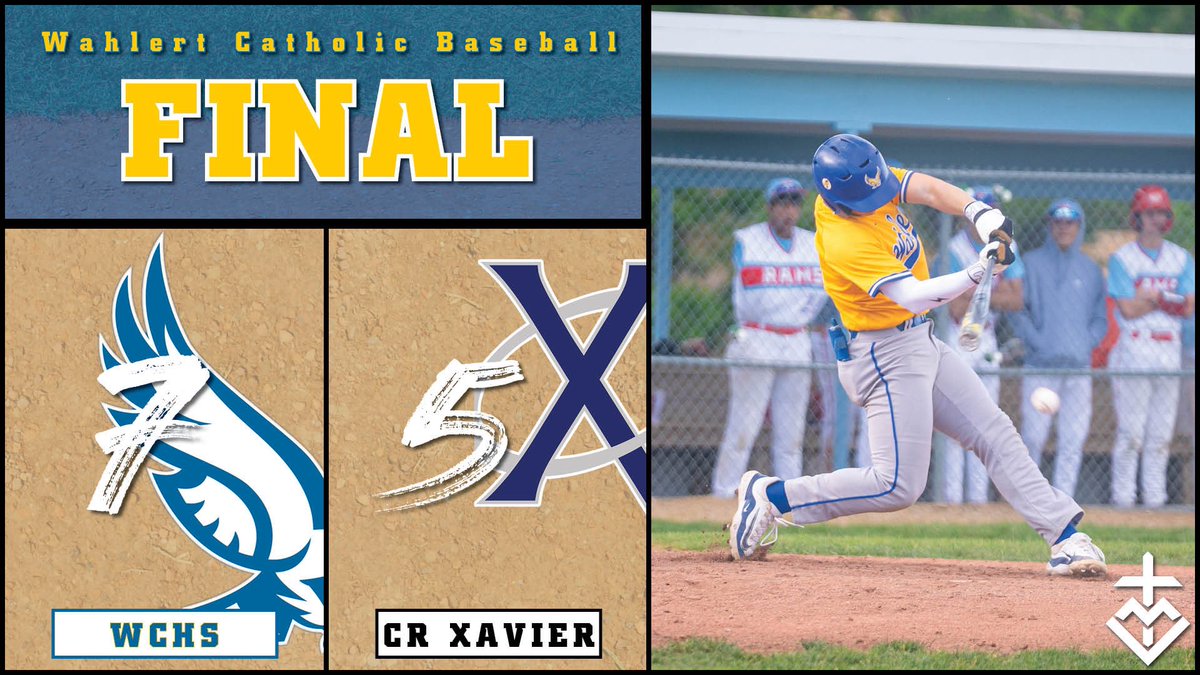 WahlertBaseball's tweet photo. We defeat CR Xavier on opening night 7-5! Ready with the W in relief and Elbert with the save striking out the side! Goedken leads the offense with 3 hits, Pierro has 2 hits, and Hill with a double! Elbert with a 2 RBI single in the 6th to take the lead! G2 suspended in the 5th https://t.co/YQlfxy7Uaj