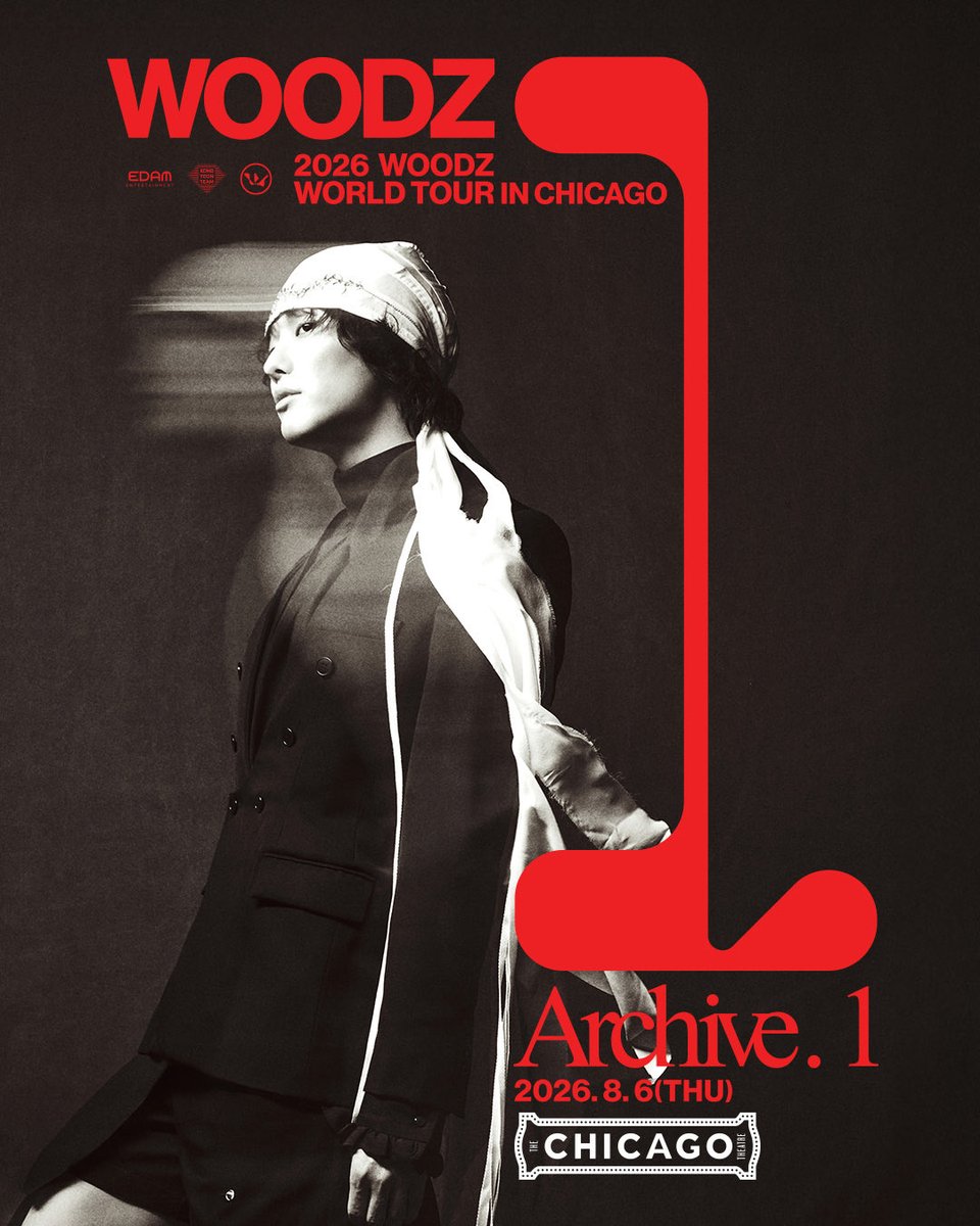 ChicagoTheatre's tweet photo. JUST ANNOUNCED: 2026 WOODZ WORLD TOUR ' Archive. 1 ' IN CHICAGO at The Chicago Theatre on Aug 6!

Tickets go on sale to the general public on Thu, May 21 at 9am.

#WOODZ #우즈
#Archivel_in_Chicago https://t.co/wQsxnoHc92