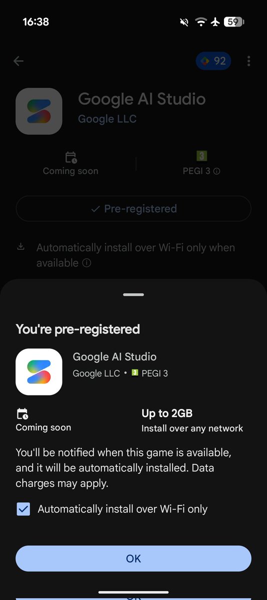 0xBertone's tweet photo. Google Play says that Google AI Studio it's a Game https://t.co/Wwn1IV5Jjr