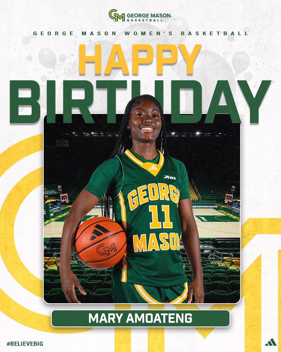 MasonWBB's tweet photo. Happy Birthday @maryy3xtimes from your Mason WBB Family! 💚💛🥳

#BelieveBIG² | #Ubuntu https://t.co/OWzo1pozwb