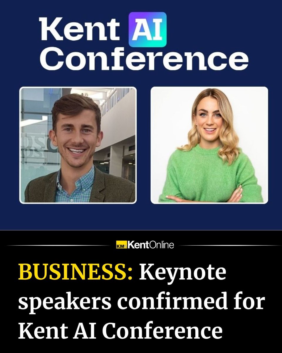 KM_Commercial's tweet photo. #Ad 🧑‍💼👩‍💼 Microsoft’s Ashley Jeggo and Technology Broadcaster Georgie Barrat confirmed as Keynote Speakers for Kent AI Conference on Wednesday, June 24.

𝗥𝗲𝗮𝗱 𝘁𝗵𝗲 𝗞𝗲𝗻𝘁𝗢𝗻𝗹𝗶𝗻𝗲 𝗮𝗿𝘁𝗶𝗰𝗹𝗲 👇🏼
https://t.co/ymSDujiOFd https://t.co/YWQ9GBpohA