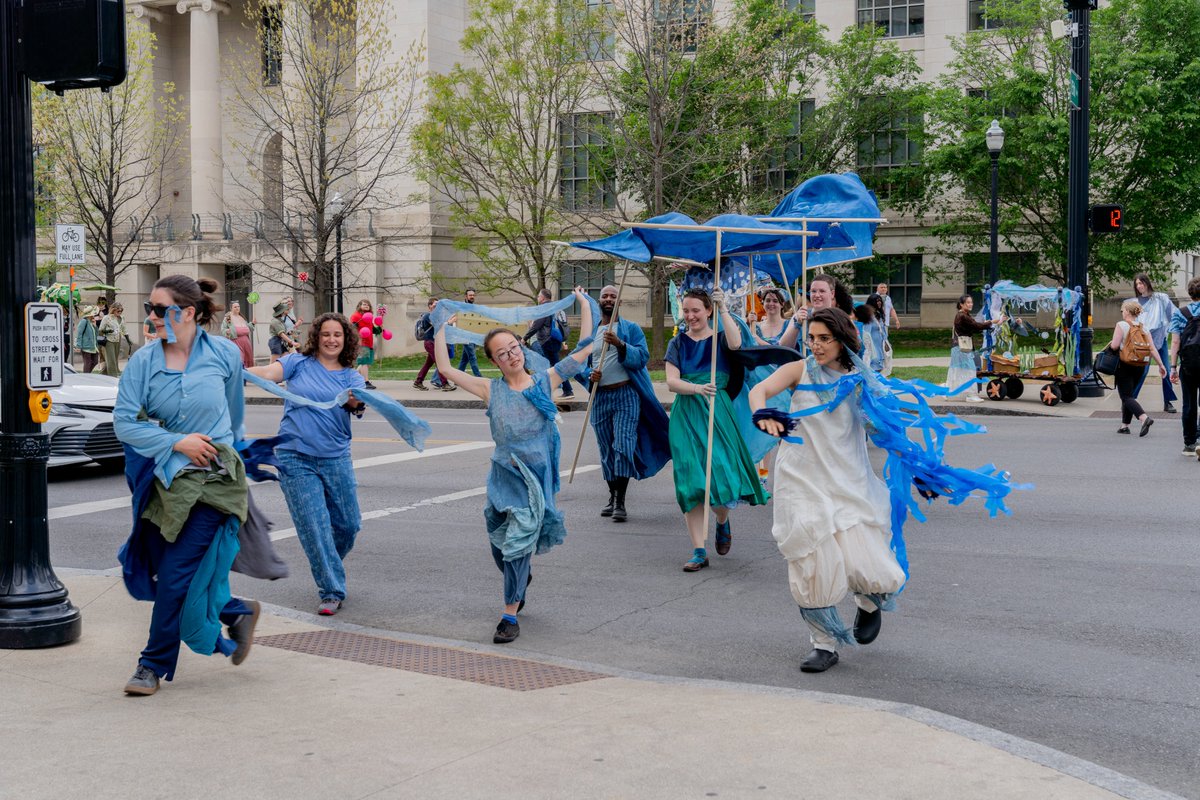 osudance's tweet photo. 🌎 Dance MFA Students Omar Humphrey, Lale Madenoglu, Fateme Monsef Marani, Zoey November, and Jiara Sha participated in the Earth Day Art Parade hosted by the Department of Art on Wednesday, April 22, 2026. https://t.co/nvMUQfBa4o