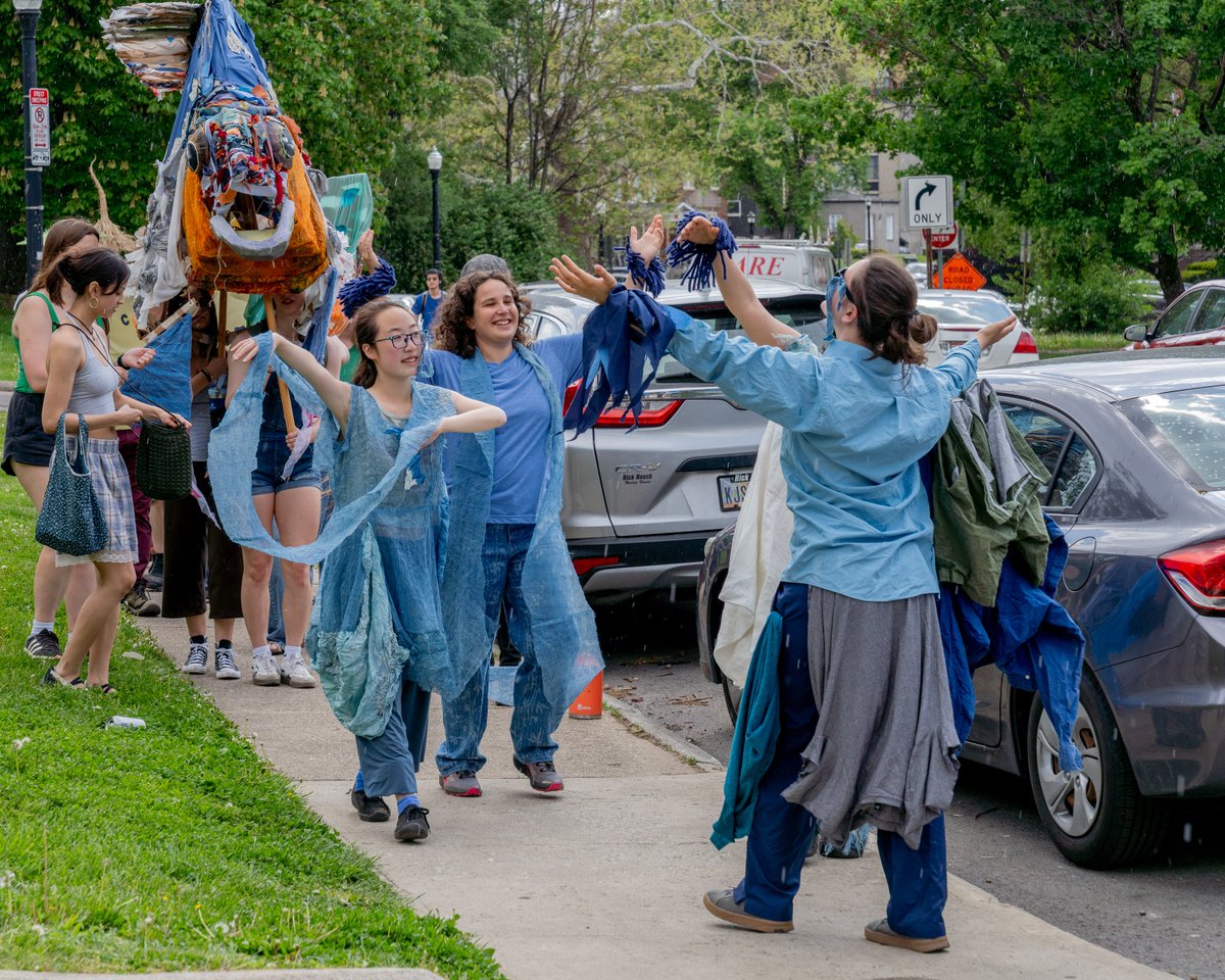 osudance's tweet photo. 🌎 Dance MFA Students Omar Humphrey, Lale Madenoglu, Fateme Monsef Marani, Zoey November, and Jiara Sha participated in the Earth Day Art Parade hosted by the Department of Art on Wednesday, April 22, 2026. https://t.co/nvMUQfBa4o