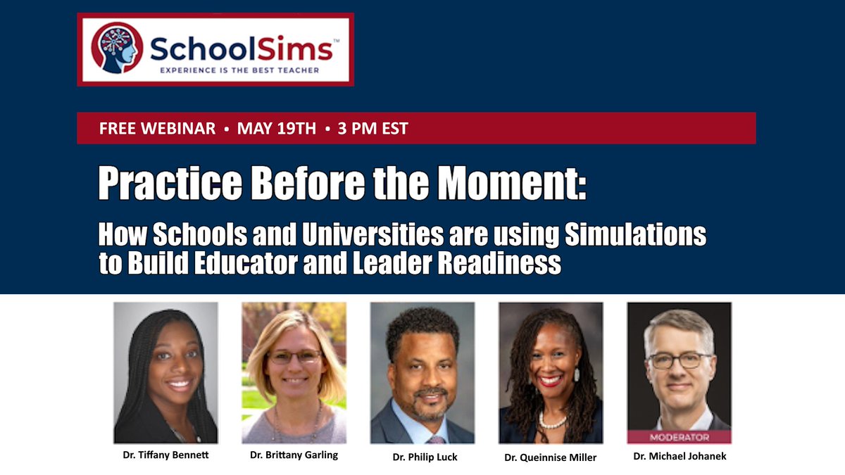 SchoolSimsPD's tweet photo. REMINDER: Event TODAY at 3 PM EST

Hear directly from university faculty on how they are integrating simulations across teacher preparation and educational leadership programs — with real examples from their own courses, not theory.
👉 https://t.co/5H2ptV3gMC https://t.co/RjFwt9ZzQu
