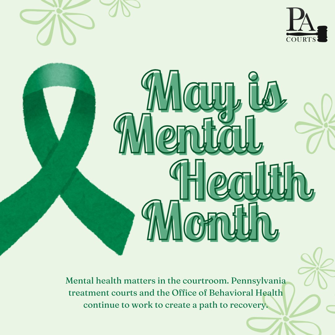 PACourts's tweet photo. Mental health matters in and out of the courtroom. This month and every month, Pennsylvania courts are working to build a better path to recovery. #mentalhealthawareness https://t.co/kMSoPDs28l