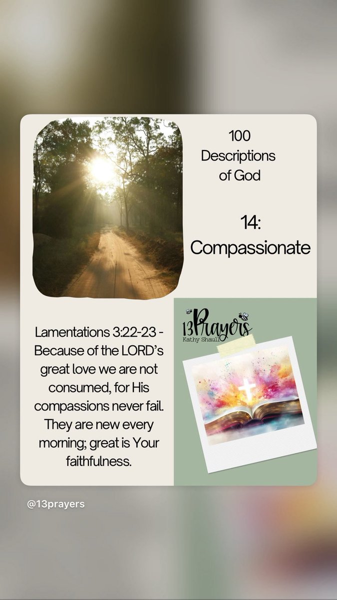 13prayers's tweet photo. #100descriptionsofgod 
14/100 Counting back, in reverse alphabetical order, right here. Monday - Friday. #teamjesus #jesusfreak #knowgod #womenoffaith https://t.co/HS8vfoueKg