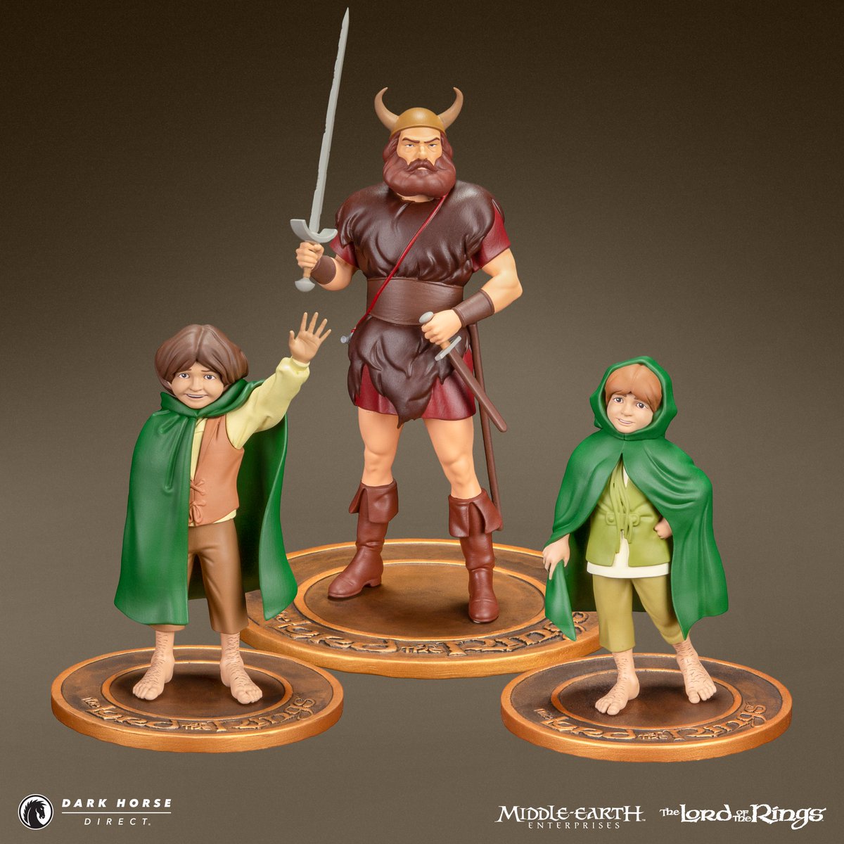 theoneringnet's tweet photo. Thanks to our friends @DarkHorseComics for allowing us to be the first folks to share images of Set 2 in their Bakshi figures. Merry and Pip are adorable; and Boromir looks fab in his wee skirt... Read all about it, enjoy the nostalgia and preorder now: https://t.co/ZNby6UGcun https://t.co/85MkPUd4uP