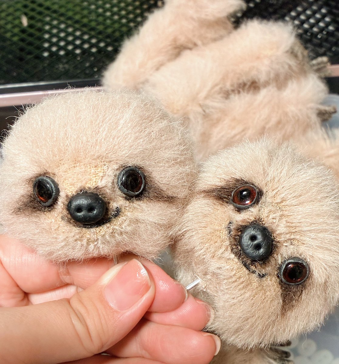 【最終価格】海外作家様作　アートドール　ナマケモノ 同じアルパカ毛でできてるけど、触り心地が違う生地のナマケモノ達です
