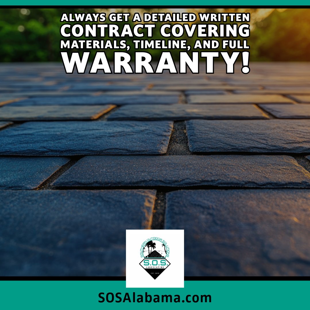 SOSLandscaper's tweet photo. 📝 Always get a detailed written contract covering materials, timeline, and full warranty!
  
The Best Paver Installation in Daphne: https://t.co/9puKqRCFN2

🛡️ Protect your investment from day one.

#PaverContract #HiringTips #DaphnePatios #HardscapeHiring https://t.co/QPGgOBIMTB