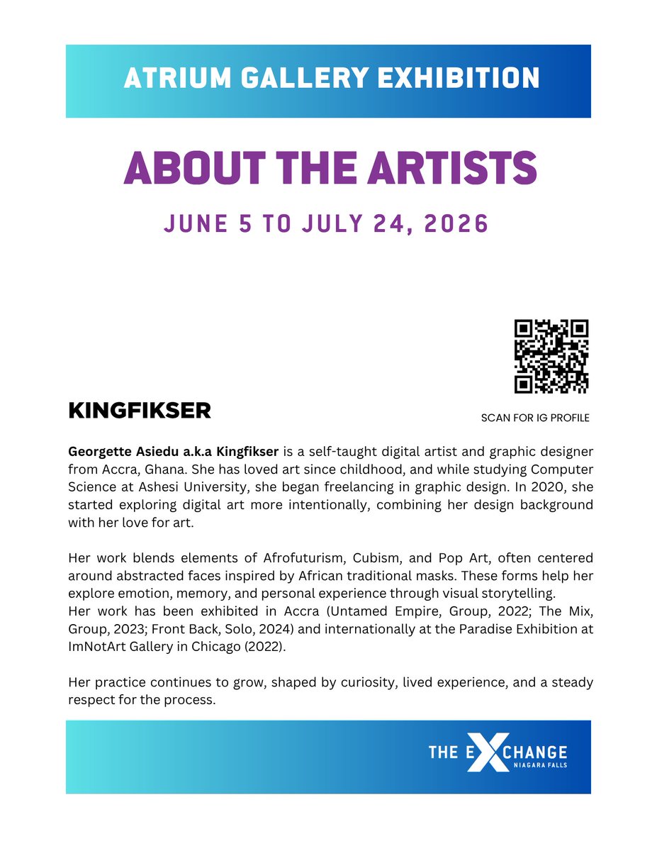 hyperactive_gh's tweet photo. 📸 Meet @Kingfikser | #InHarmony ⚪️🟢🟡🟣

Exhibition starts June 5, 2026
Niagara Falls Culture Exchange, 🇨🇦

#onhyperactive https://t.co/e3tfBcqsXw