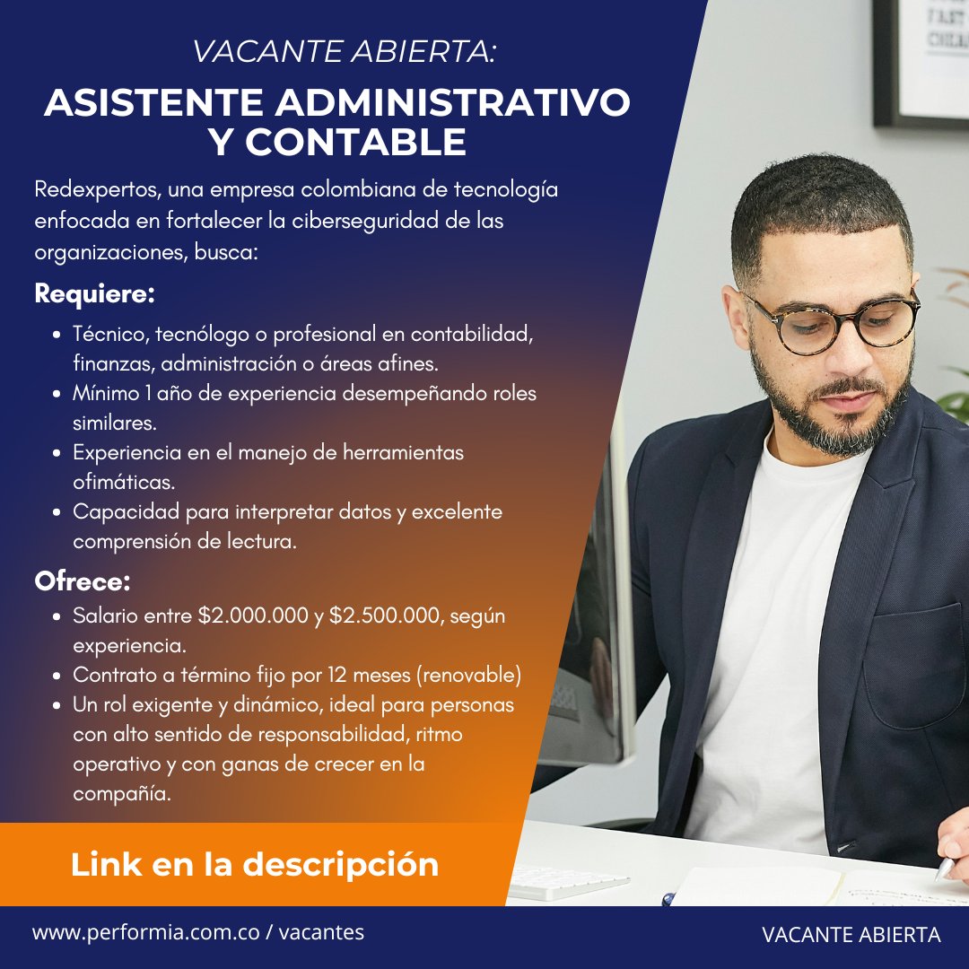 Performia_Col's tweet photo. ¿Tienes experiencia como asistente administrativo y contable? Aplica aquí: https://t.co/Nw7afV3h9r

#asistente #administrativo #contable #trabajosihay #bogota #empleo https://t.co/LlMzqdVEvk