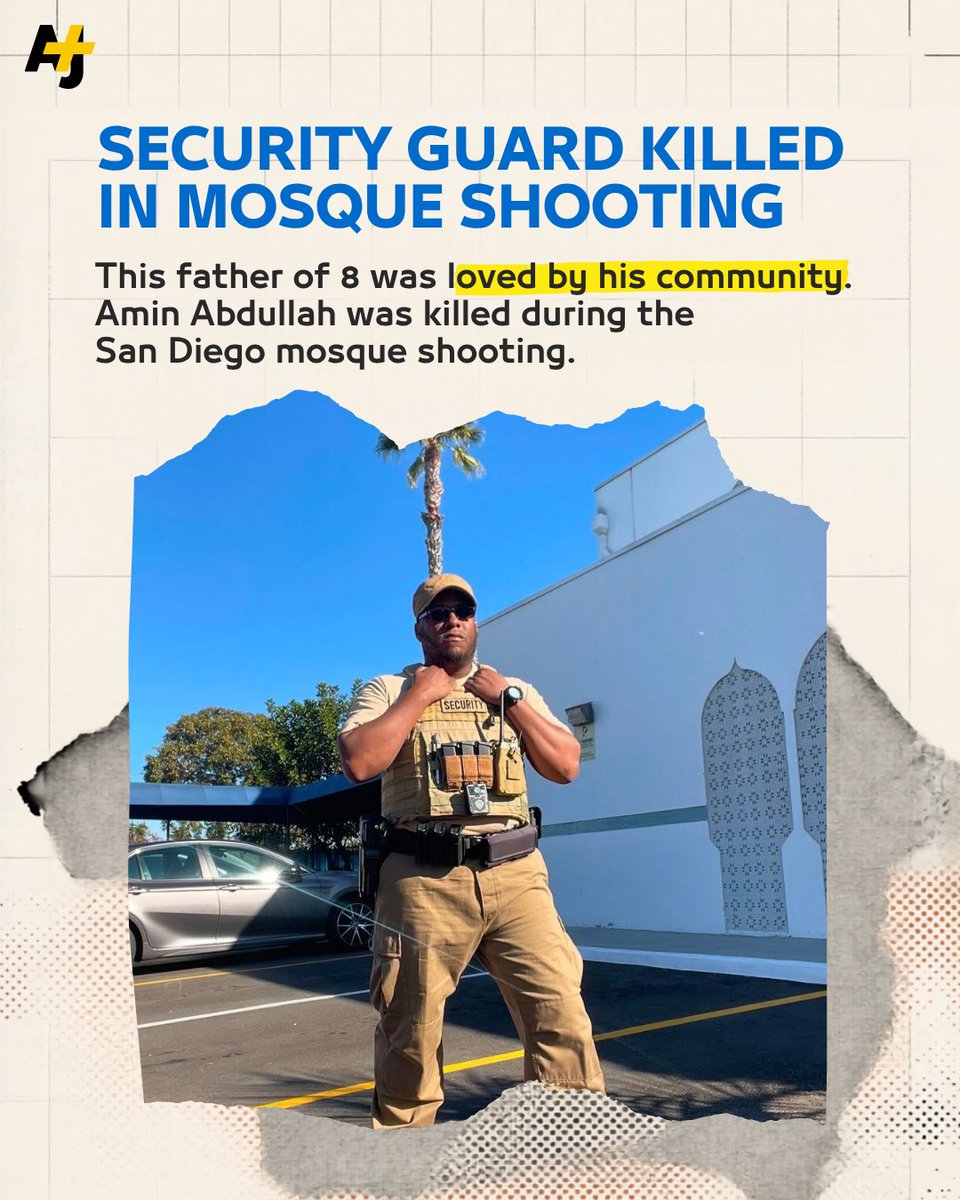 ajplus's tweet photo. Amin Abdullah was a well-respected community member and long-time security guard at San Diego's largest Mosque. He was killed in a suspected hate crime, along with two others. https://t.co/VVhwmp4bMo