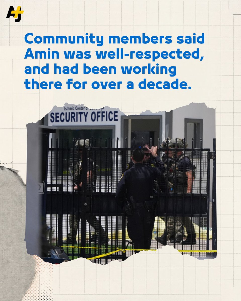 ajplus's tweet photo. Amin Abdullah was a well-respected community member and long-time security guard at San Diego's largest Mosque. He was killed in a suspected hate crime, along with two others. https://t.co/VVhwmp4bMo