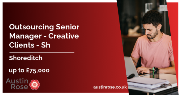 austinroseassoc's tweet photo. Get in touch! Outsourcing Senior Manager - Creative Clients - Sh, up to £75,000 - #Shoreditch. https://t.co/qDUvvovyHE https://t.co/Cbr5BXZZy0