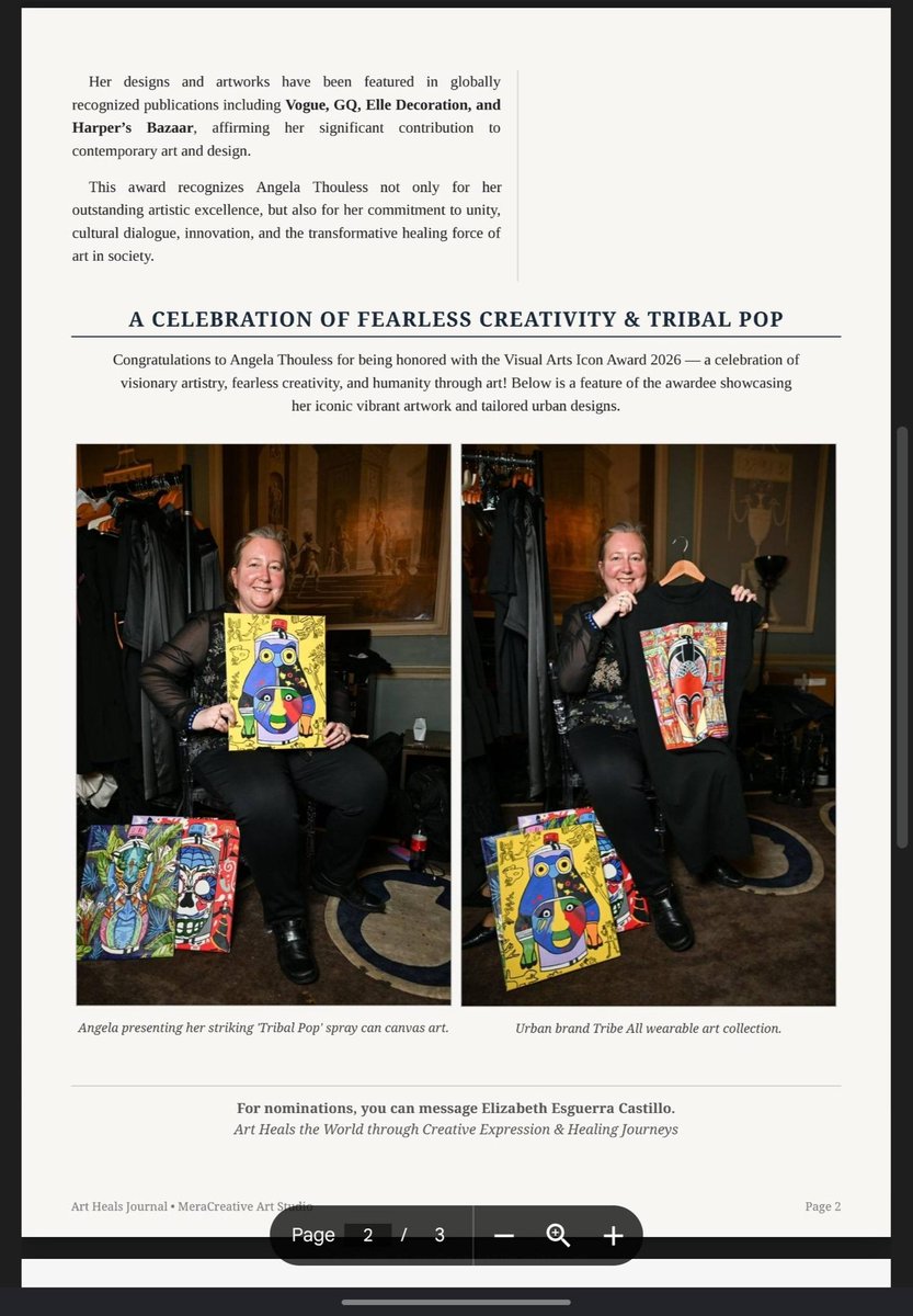 TribeAll4's tweet photo. Thank you to Art Heals by Elizabeth Esguerra Castillo – MeraCreative Art Studio for awarding me the prestigious Visual Arts Icon Award.

#angelathouless #tribeall #art #award https://t.co/YjiVI7QA8U