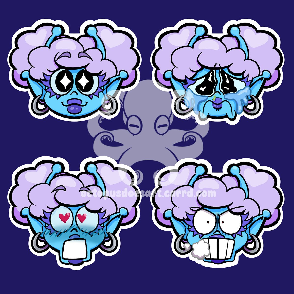 octopusdoesart's tweet photo. I'm opening up Emote Commissions on my @_VGen_ account!! Please consider supporting me #emotes #emotecommissions #ych #ychcommission https://t.co/kpJglMuweq