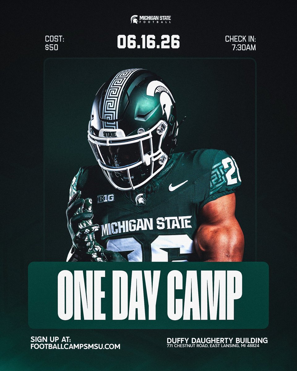 TylerBrown_11's tweet photo. Happy to announce that I have accepted a camp invite to @MSU_Football on 6/16! Thank you @Coach_Gordon20 for the opportunity and I can’t wait to compete. It’s a dream come true! Go Green! @Bullough40, @CoachWozniakTE, @FranklinFootbal, @RussNFLDraft, @CoachWengert, @CoachMoran31 https://t.co/e8lC6vQsjv