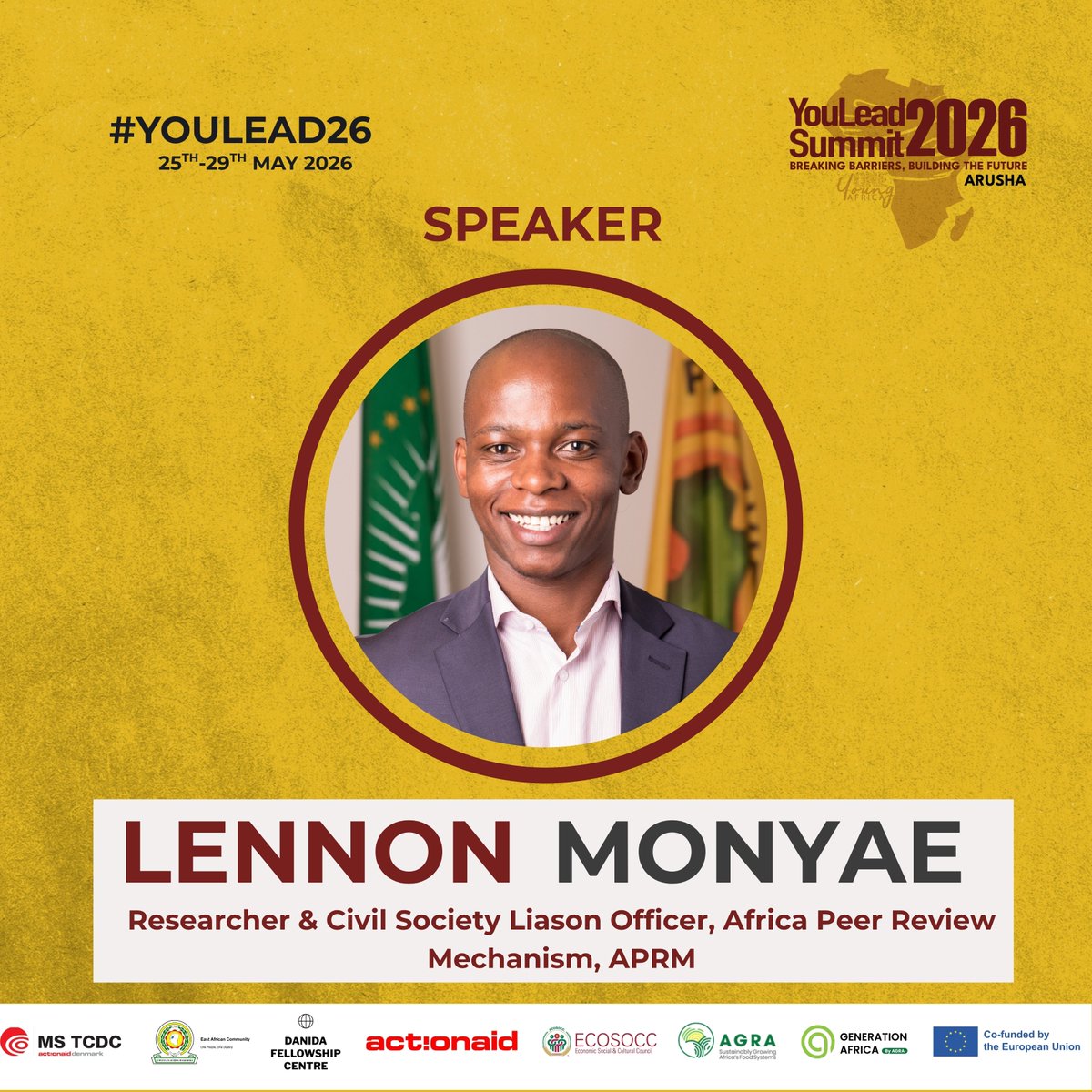 OneYoungAfrica's tweet photo. Speaker Spotlight | #YouLead26 

Meet @LennonMonyae — Researcher &amp; Civil Society Liason Officer, Africa Peer Review Mechanism, @APRMorg 

Connecting youth voices to continental governance and accountability processes. https://t.co/UCOupewh6I