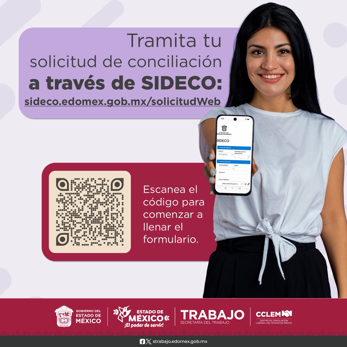 CCL_edomex's tweet photo. Te acercamos el servicio de #Conciliación a través de #SIDECO; nuestra plataforma en internet para solicitar tu cita, y en tu correo electrónico recibirás la notificación de la fecha y hora para la celebración de la audiencia de Conciliación.
#ElPoderDeServir https://t.co/YGihTwx39C