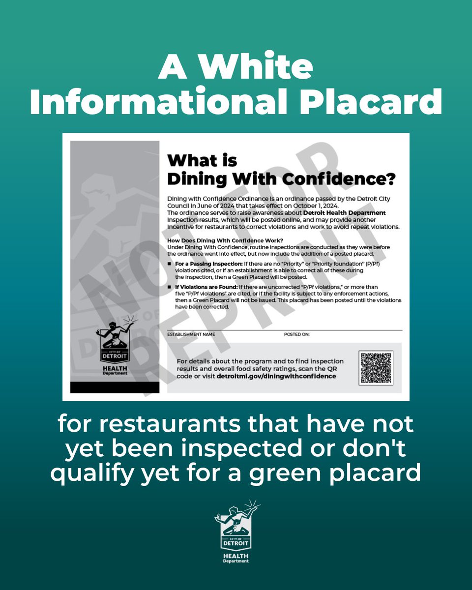 DetHealth's tweet photo. The Detroit Health Department’s Dining with Confidence program helps residents make informed decisions by increasing transparency around restaurant inspections and food safety. https://t.co/arjrZ0B9ye