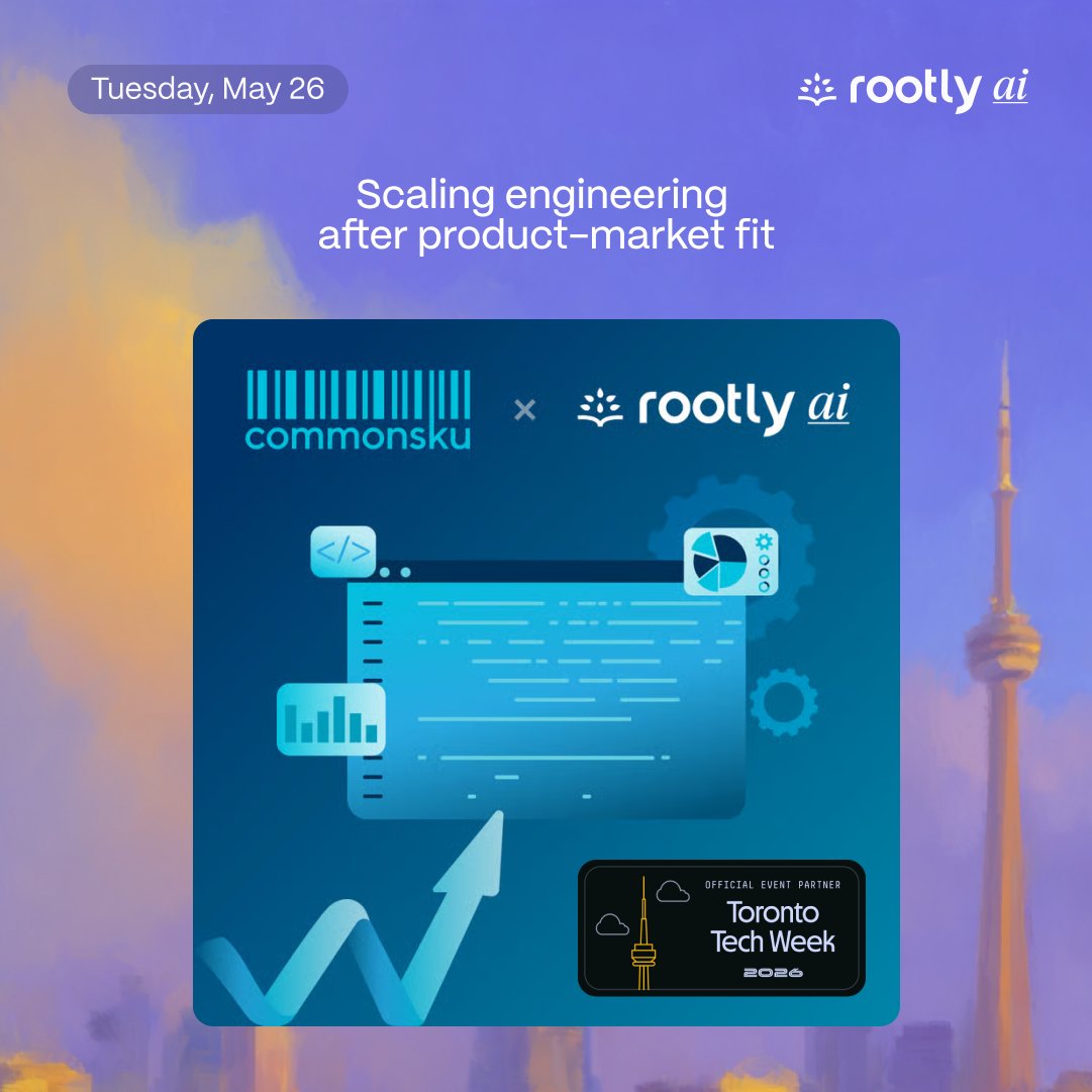 rootlyhq's tweet photo. Toronto Tech Week 2026 is taking over the city next week. And Rootly is hosting 5 events throughout the week.

🛠️ Sun May 24: @TechTO Hackathon. 12 hours, theme is AI personal assistants, with @rootlyhq, @ElevenLabs, blackoboardio, Motion, Codalio, and Tangerine.

🚀 Mon May 25: Toronto Tech Week 2026 Kickoff. Secure and reliable infra night with @Tailscale, @posthog, Ribbon, and Rootly. 331 going, currently waitlist only.

📈 Tue May 26: Scaling Engineering After Product-Market Fit. Panel with engineering leaders from Microsoft, Maple, commonsku, and Rootly. Moderated by Catherine Graham (CEO, commonsku).