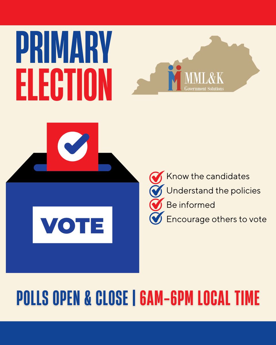 MMLKGov's tweet photo. Today is KY's Primary Election Day! Time to get out and vote if you haven't already! ✅
For info and voting locations please visit https://t.co/HDLKuFGpY6 https://t.co/90nqtaX3yg