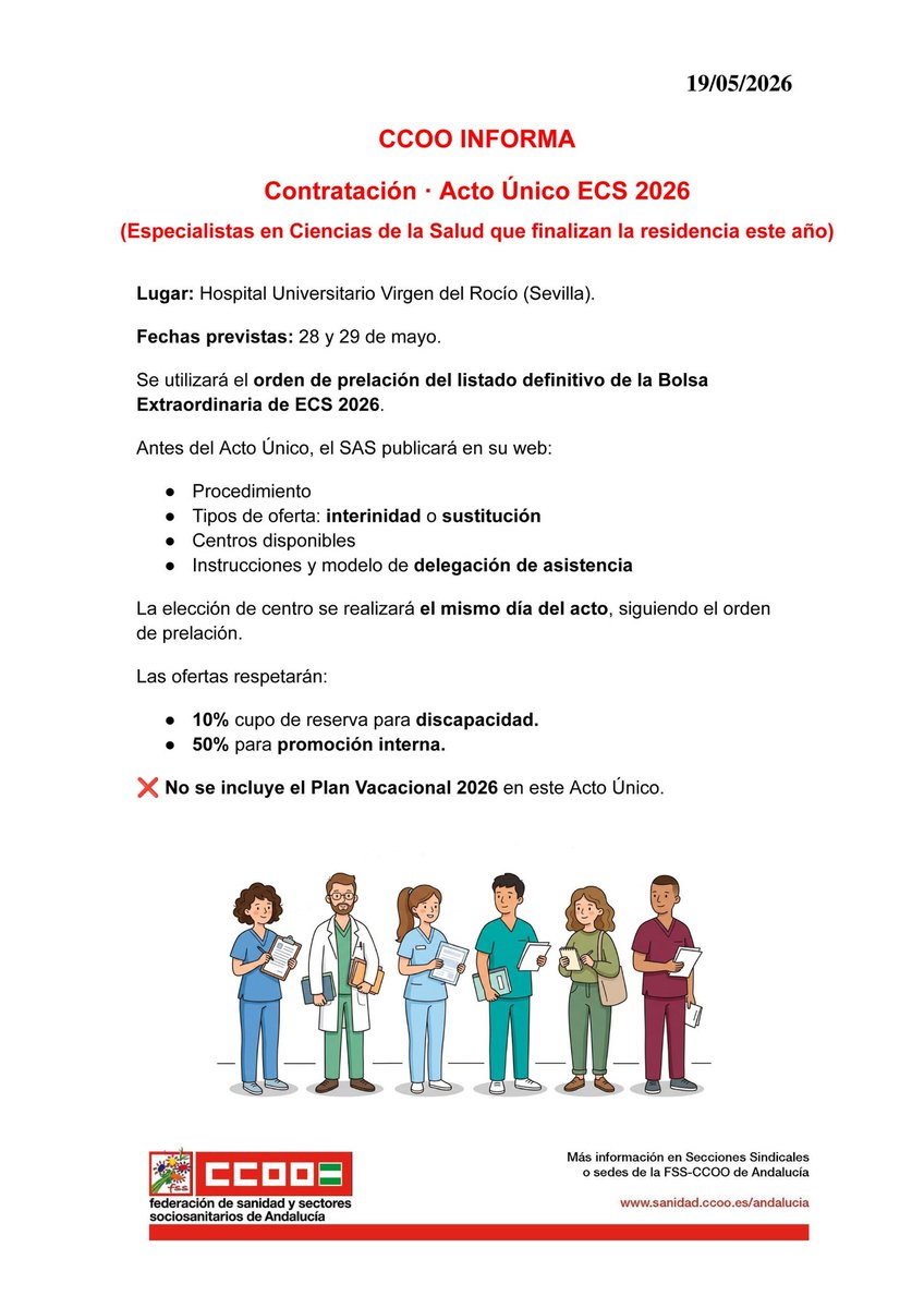AgsCcoo's tweet photo. ‼ Tenemos datos importantes sobre la contratación en el acto único de residentes de este año https://t.co/cCFuJbbaqE