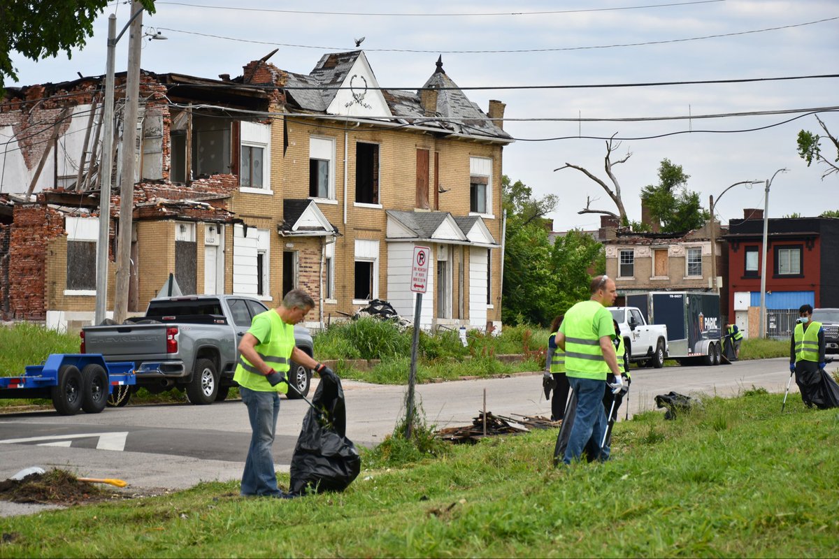 ulstl's tweet photo. The Urban League, RBC, partners, volunteers, and residents came together for “One Year Later: A Weekend of Service” supporting tornado-impacted neighborhoods across St. Louis.

From cleanup efforts to jobs and resource distribution, the work continues. https://t.co/YdhidWQ4ER