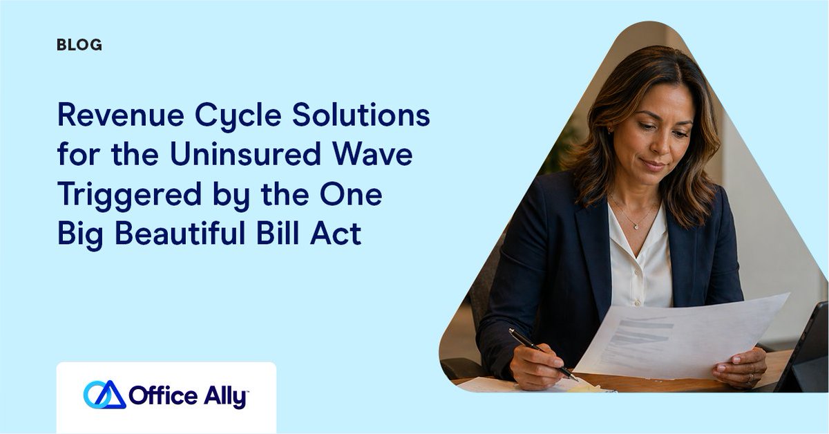 Office_Ally's tweet photo. Medicaid redetermination + the OBBBA = more uninsured patients and more uncompensated care. Here's how hospital RCM teams are adapting. https://t.co/DTrAqswRYU #Revenuecycle #Medicaid https://t.co/OvohdSCS5N