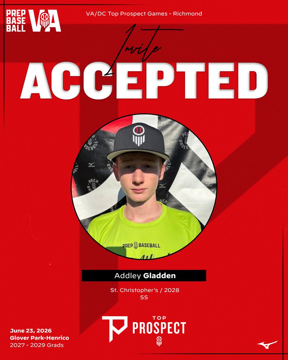 PrepBaseballVA's tweet photo. ⚾ VA/DC Top Prospect Games: Richmond ⚾

Who’s ready to take over RVA? 👀
If you’re a 2027–2029 grad, this is your shot to compete, get noticed, and prove you belong on the road to Lakepoint.

👤 Addley Gladden
🎓 2028
🏫 St. Christopher's

Got what it takes? Request your invite now ➡️ https://t.co/U5IfhMLgbj

Profile Link ➡️ https://t.co/wNpBlt4Rmm

#BeSeen