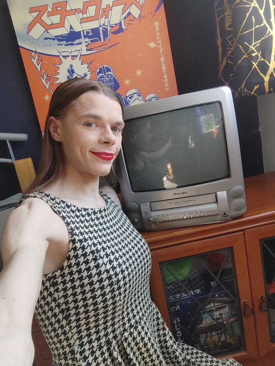ashindac's tweet photo. My "new" TV, a 14-inch Pacific PVTV1452 with built-in VHS player! The Retro Corner just took a big step forward... 😁

 #tech #retro #transgender #lgbt https://t.co/eOg9JDpYlZ